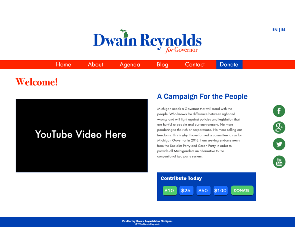 Dwain Reynolds Homepage Website Design